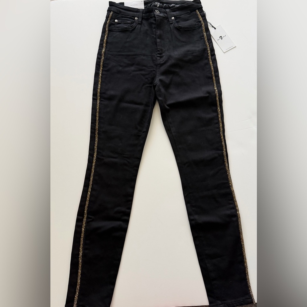 NWT 7 for All Makind Aubrey Caviar Side Stripe Slim Illusion Jeans in Luxe  27
* - Picture 5 of 11